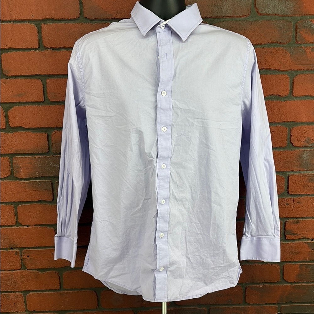 Nick Graham Men's 16 Purple Button-Up Dress Shirt – Business Casual, Stretch